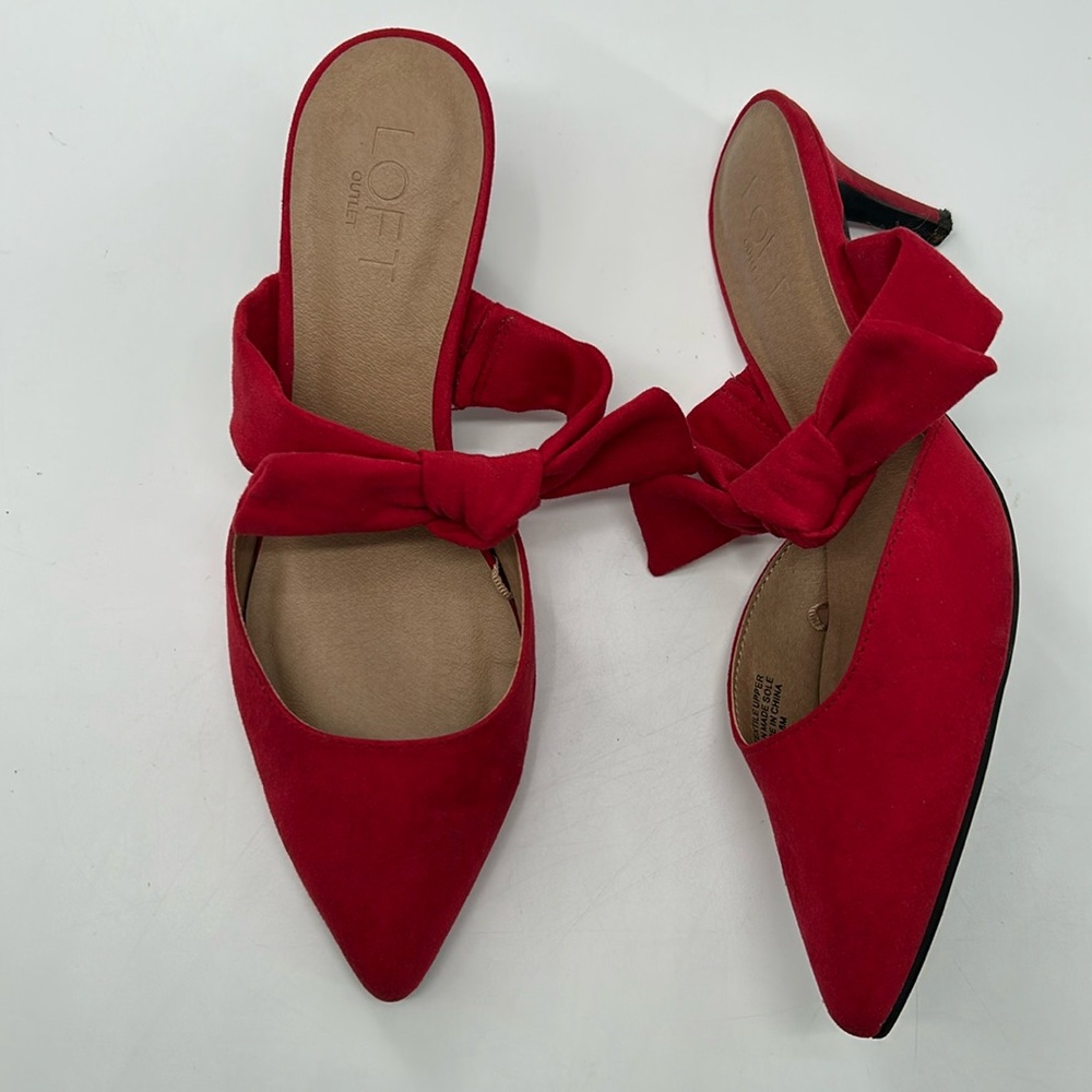 LOFT Red Bow Heels, size 8